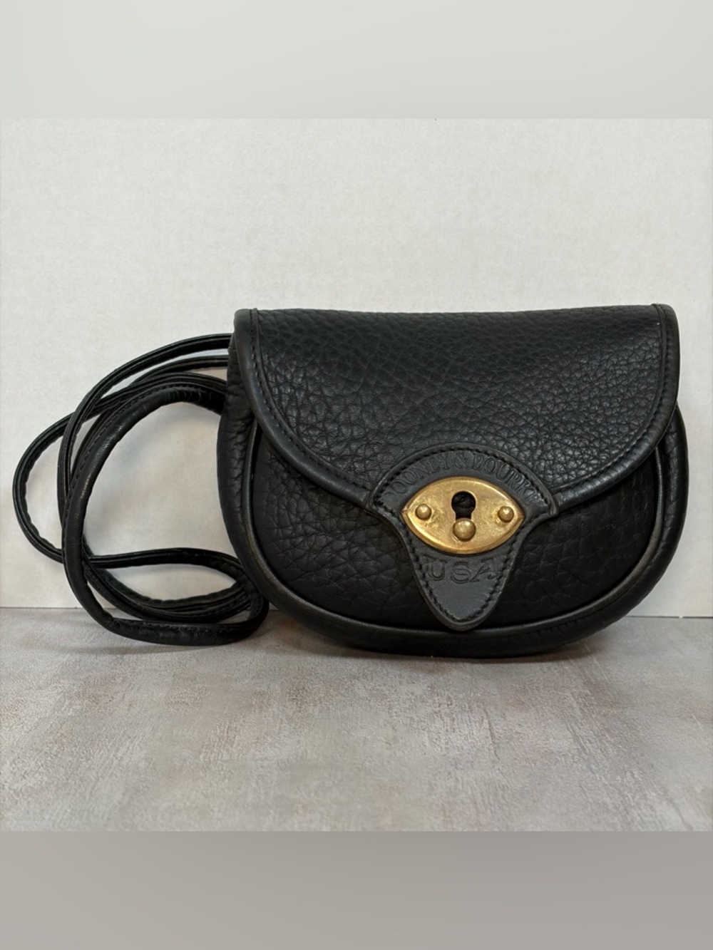 Dooney & Bourke P74 Calvary Body Bag Vintage Licorice AWL Leather Crossbody